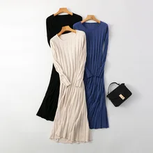 HLBCBG – robe pull longue à manches longues pour femme, robe trapèze épaisse, mode, Slim, pull over féminin, en tricot, nouvelle collection automne hiver