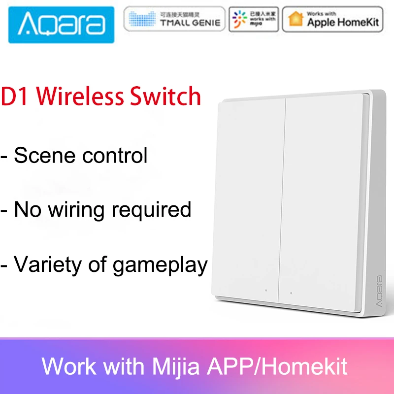 Newest Original D1 Version Aqara Switch Smart Light Remote Control ZigBee Wireless Wall Switch For M