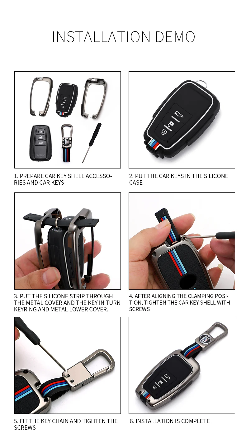 Copertura della cassa chiave a distanza dell'automobile in lega di zinco per Toyota Prius Camry Corolla CHR RAV4 Land Cruiser Prado Protector Shell Fob accessori - Hf7847fb658274e659d4fc66e907229c1u