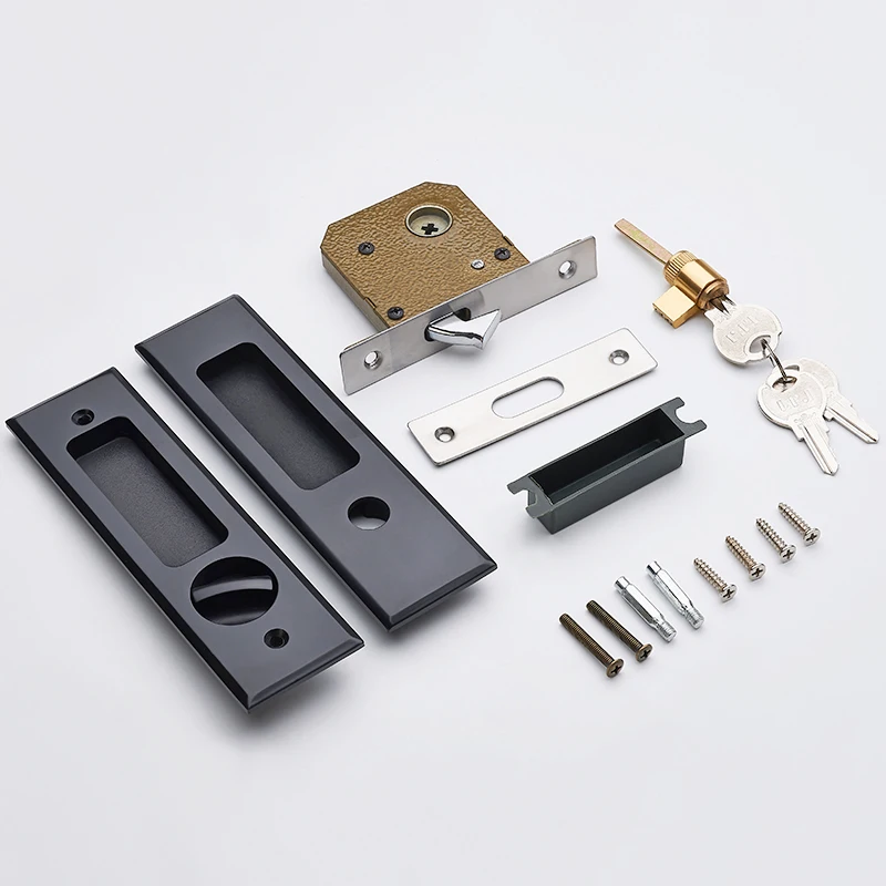 Раздвижной дверной замок с ключами Невидимый механизм блокировки ворот ручка Встроенный крюк блокировки для ручка ящика мебельное оборудование