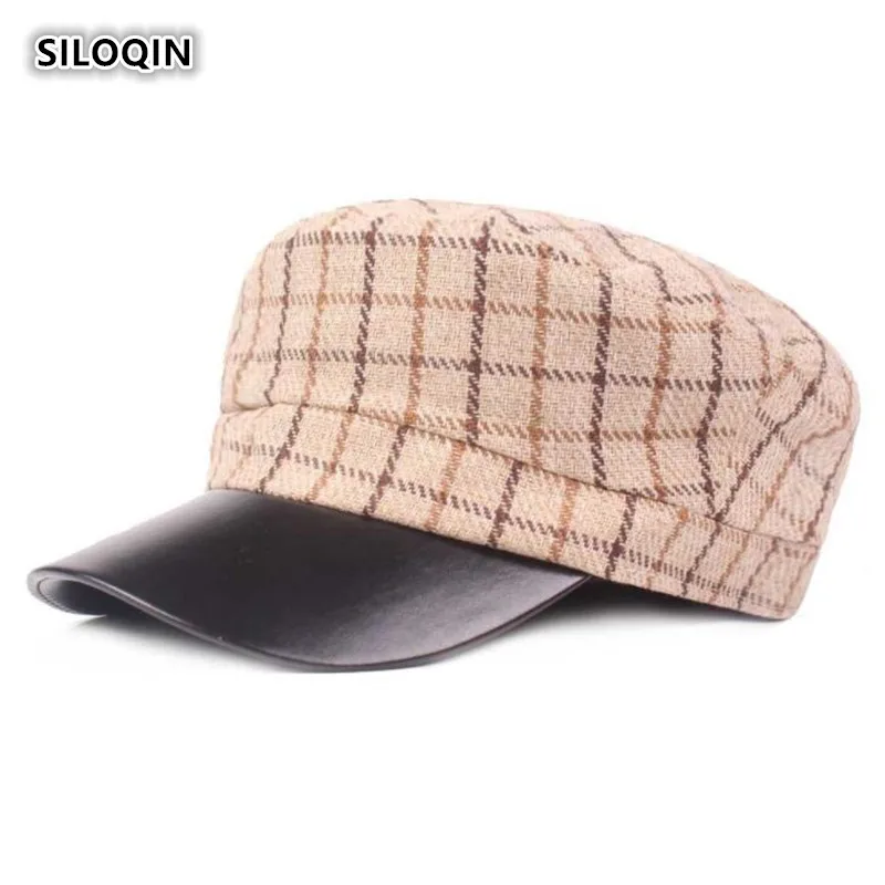 SILOQIN/осенне-зимняя женская брендовая Кепка на плоской подошве, Элегантная модная женская шапка в стиле милитари, Досуг Туризм, плоская кепка s Casquette