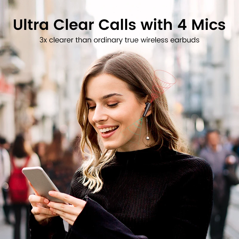 UGREEN HiTune T1 Wireless Earbuds with 4 Mics TWS Bluetooth 5.0 Earphones True Wireless Stereo USB C Charging 24 Hours Playing