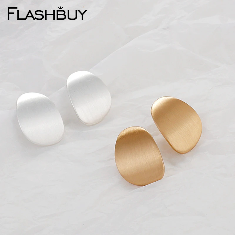 

Flashbuy Fashion Oval Metal Gold Statement Earrings For Women Geometric Alloy Trendy Drop Earrings Wedding Gift Femma Pendientes