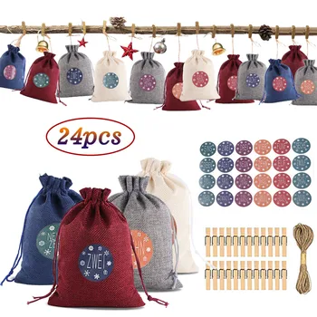 

Christmas Decorations Packing Gift Bag Candy Boxes For Kids Festival Box Cotton Linen Packaging Bags Xmas Party Supplies #LR1