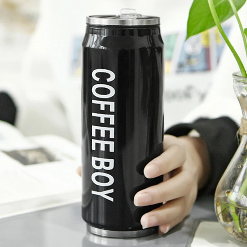 HHO-coffee Boy соломенная термо-бутылка 304 из нержавеющей стали банки для напитков термо-чашка черная