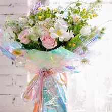 20 sztuk opalizujący folia celofan do pakowania w papier do pakowania dla bukiet kwiatów prezent dekoracji tanie tanio CN (pochodzenie) Cellophane Wrapping Packaging Paper