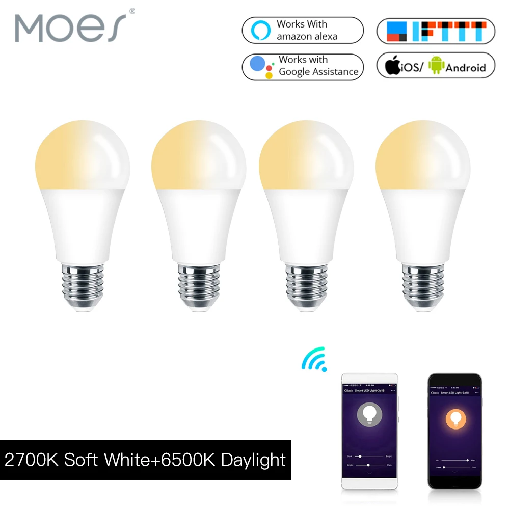 

WiFi Smart Light Bulb LED Lamp 7W Warm Cool White Smart Life/Tuya APP Remote Control Works with Alexa Echo Google E27 E26