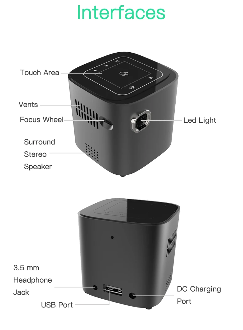 ALSTON S12 мини проектор HD 50ANSI lumens Удобный для переноски домашний 1080P с батареей video