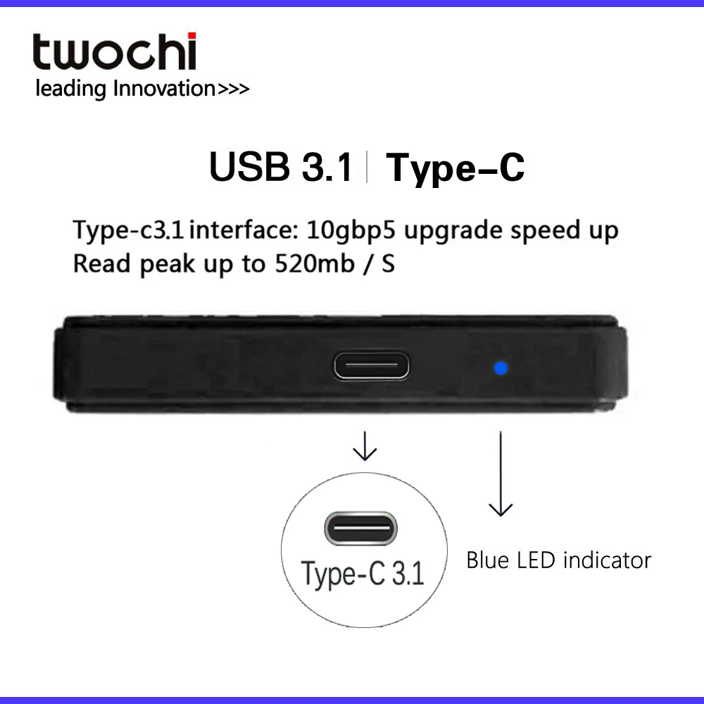 the best external drive TWOCHI Type-C USB3.1 2TB 1TB Portable HDD Disco duro extern Storage External Hard Drive Disk for PC/Mac Xbox PS4 USB flash drive external hard drive for laptop