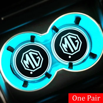 

2PC Multicolor Light Auto Cup Holder For Morris Garages MG 3 5 6 7 ZS EV HS GS GT TF ZR eZS eHS LED Car Logo Cup Mat Coasters