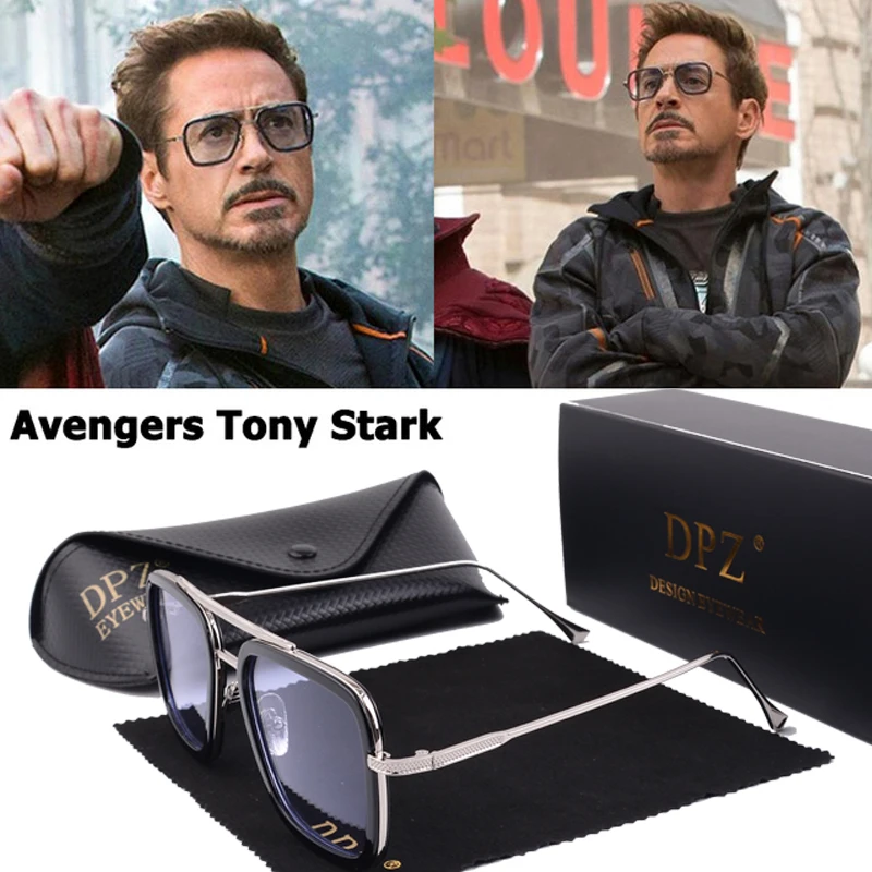 

2019 DPZ Fashion Avengers Tony Stark Flight 006 Sunglasses Men Square Aviation Brand Design Sun Glasses Oculos De Sol UV400