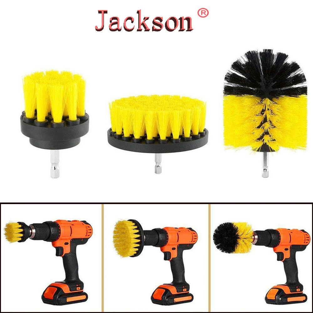 

1 Set/3 PCS Electric Drill Brush Kit Plastic Round Cleaning Brush For Carpet Glass Car Tires Nylon Brushes Scrubber Drill