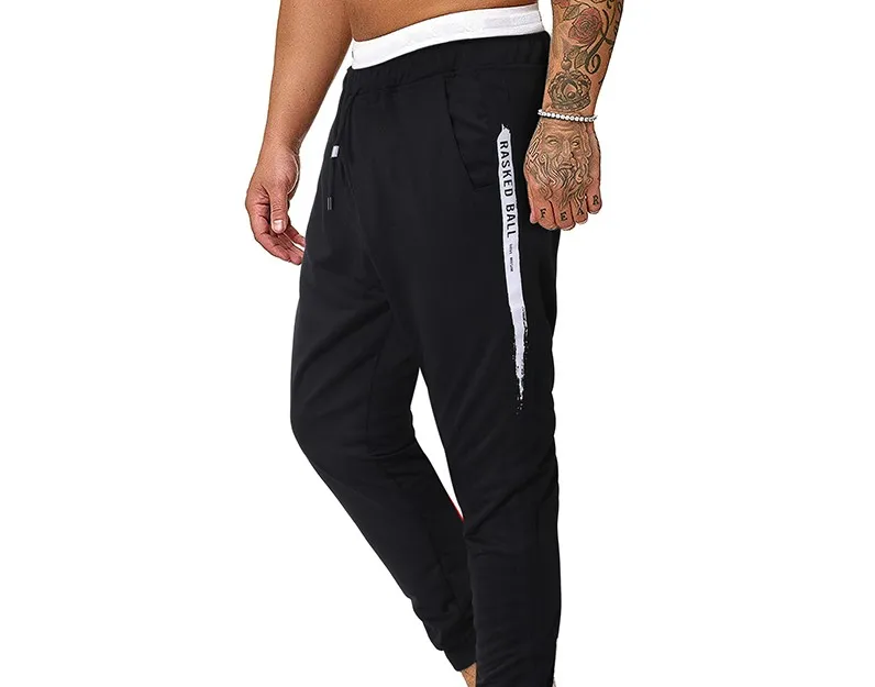 7161black Новые мужские тренировочные брюки для йоги, одноцветные штаны с карманами, спортивные штаны для бега, осенние мужские повседневные штаны, Длинные свободные спортивные штаны для фитнеса - Цвет: 7161black