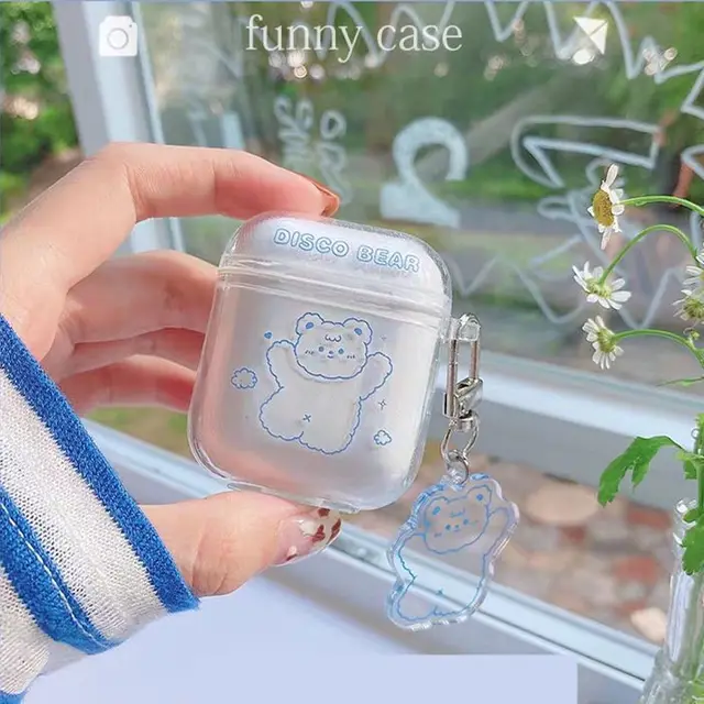 Cute Fresh Flower Earphone Case For AirPods 1 2 Pro Case Transparent TPU Air pods 3 Bluetooth Earphone Charging Box With Keyring 9