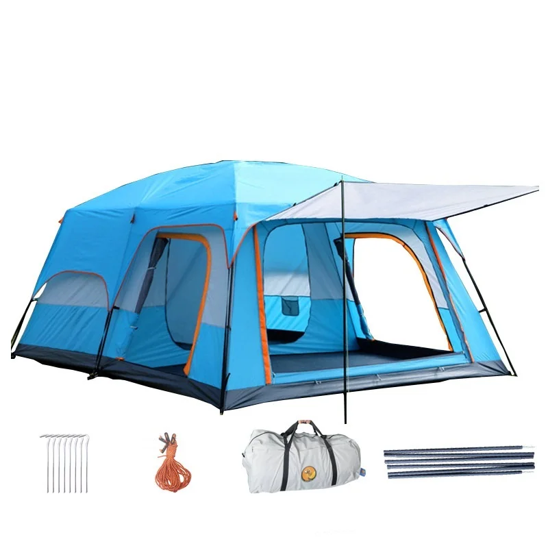 

Super Large Camping Tent Double Layers Waterproof 6-10 Person 430x305x200cm Two Bedroom One Living Room Tent Family Party