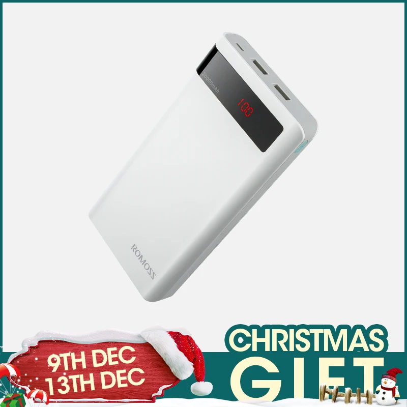 Baratos 20000mAh ROMOSS Sense 6P banco de energía Dual USB batería externa portátil con pantalla LED cargador rápido portátil para teléfonos Tablet