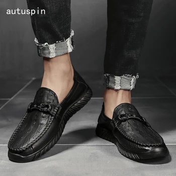 

Summer Fashion Men Shoes New Arrival Mens Casual Driving Shoes Genuine Leather Black Loafers Slip on Male Breathable Moccasins