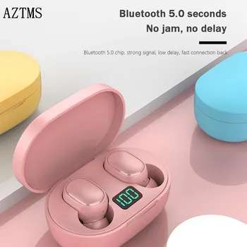 

aztms new Bluetooth Earphone e6s LED Display Wireless Headsets with Mic Stereo Waterproof Mini In-ear Earbuds for All smartphone