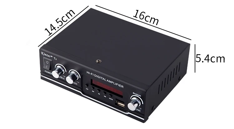 Kinter T2 для bluetooth 2.0CH Усилитель Аудио 20 Вт с usb sd входом fm радио управление сабвуфер ВЧ питание AC220 DC 12 В