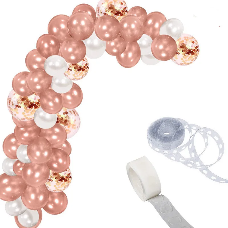 

130 pcs Rose Gold Balloons Garland Kit Latex Confetti Balloons Arch Garland Banner for Birthday Wedding Party Backdrop Decor