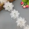 10pcs White Pearl Rose Flower Embroidered Lace Trim Ribbon Fabric Sewing Craft For Costume Wedding Dress Decor 7.5CM ► Photo 2/6