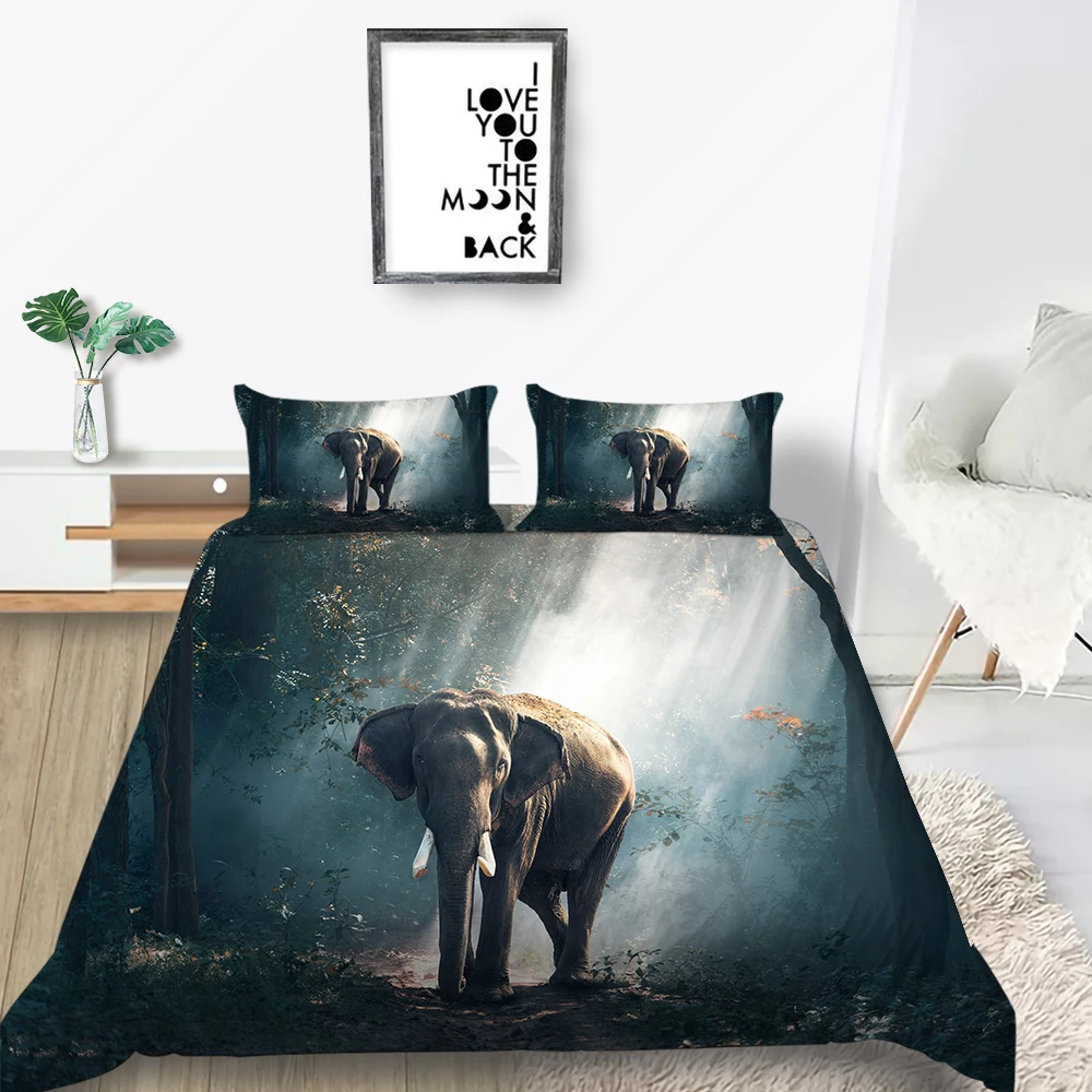 Elephant Duvet Cover Bed Bedding Set Twin/Double/Queen Size With Pillow 