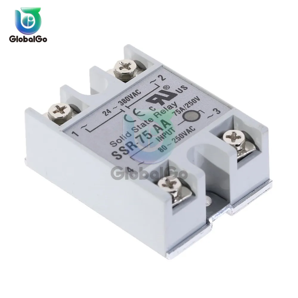 SSR-75AA Твердотельные реле SSR-10AA SSR-60AA SSR-70AA SSR-100AA AC Управление SSR 10A 60A 70A 100A Однофазное твердотельное реле - Габаритные размеры: SSR-75AA
