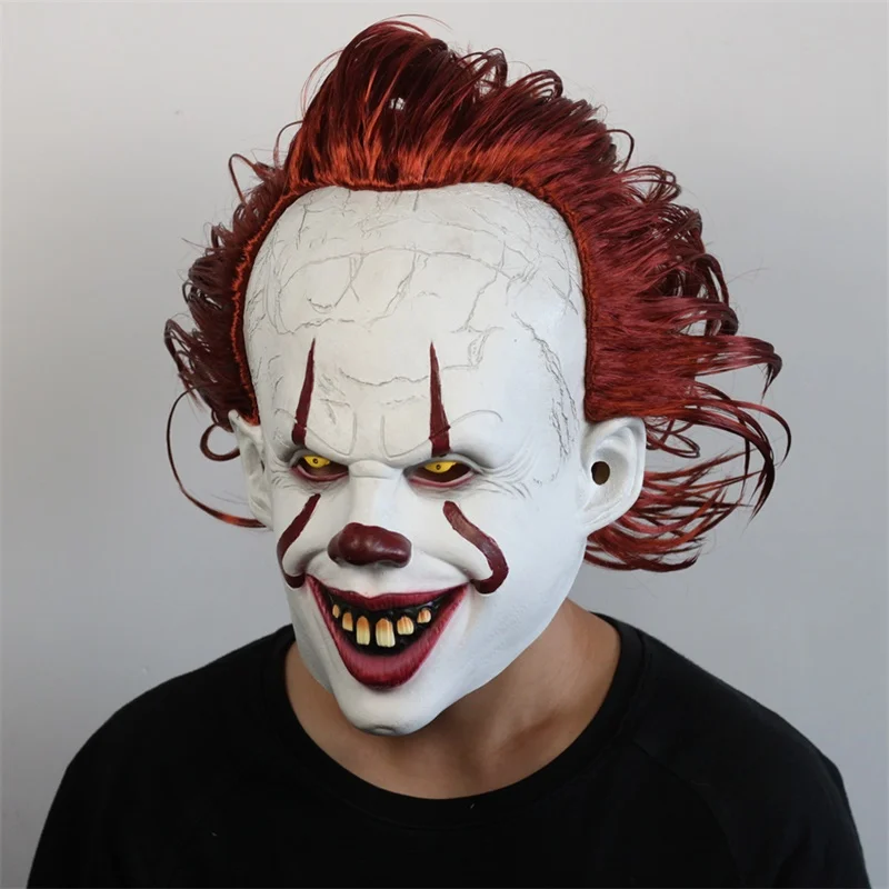 Светодиодный маска-Джокер в стиле ужасов, косплей, Стивен Кинг, два клоуна, латексные маски, шлем, вечерние реквизиты на Хэллоуин, Новинка