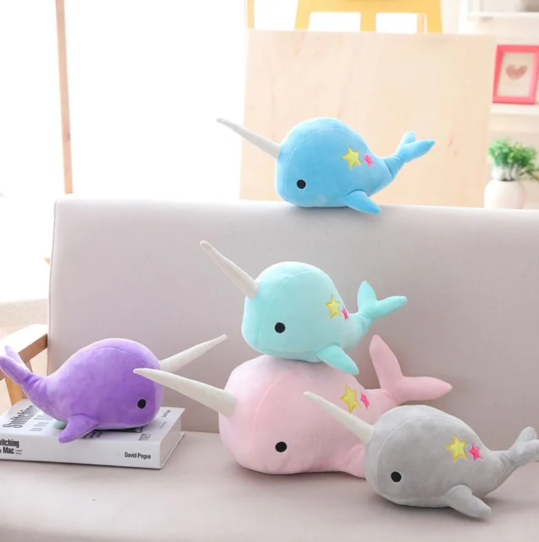 

Cartoon cute ins twin stars narwhal doll plush toy small whale doll