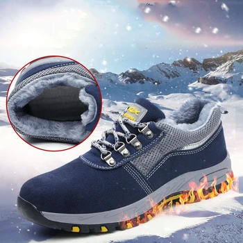 

Warm Winter Boots Safety Work Shoes For Men Light Weight Steel Toe Work Boots Male Anti-smashing Construction Safety Sneakers