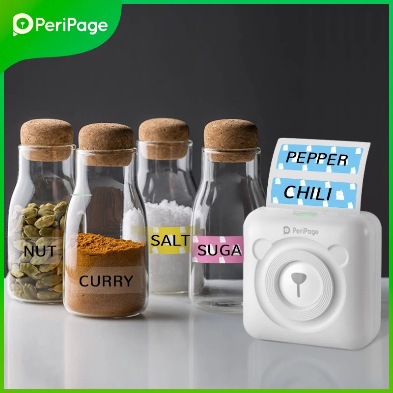 Портативный термопринтер PeriPage Bluetooth 203 точек/дюйм белая этикетка фото счет
