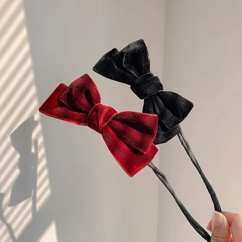 

Fashion Velvet Bow Hair Clip Girls Foldable Hair Rope Wedding Banquet Party Hair Accessories Fixed Hair Women Jewelry Headwear