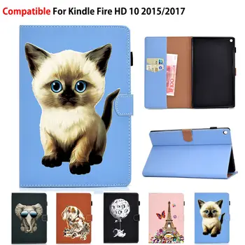 

Case For Amazon Kindle Fire HD10 HD 10 2017 7th Gen Cover For Fire HD 10 2015 5th Funda Tablet Silicone PU Leather Stand Shell