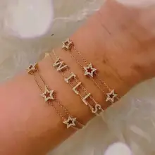 Рождественский подарок, Двойная Цепочка, cz звезда, очаровательный браслет для девушек и женщин, серебро 925 пробы, хорошее серебро, ювелирное изделие, дизайн звезды