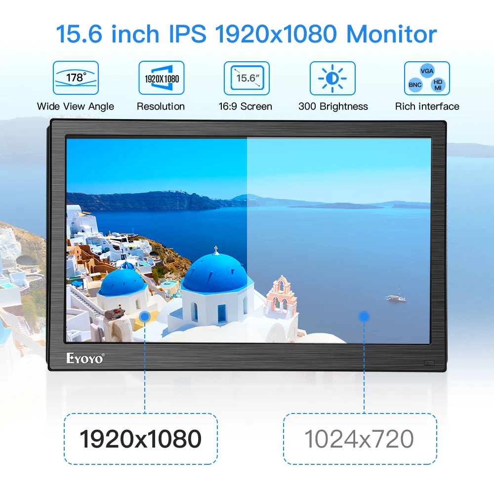 Eyoyo EM15Y 15," FHD ips lcd PC tv дисплей CC tv безопасность 1920X1080 экран наблюдения hdmi монитор с HDMI VGA Видео Аудио
