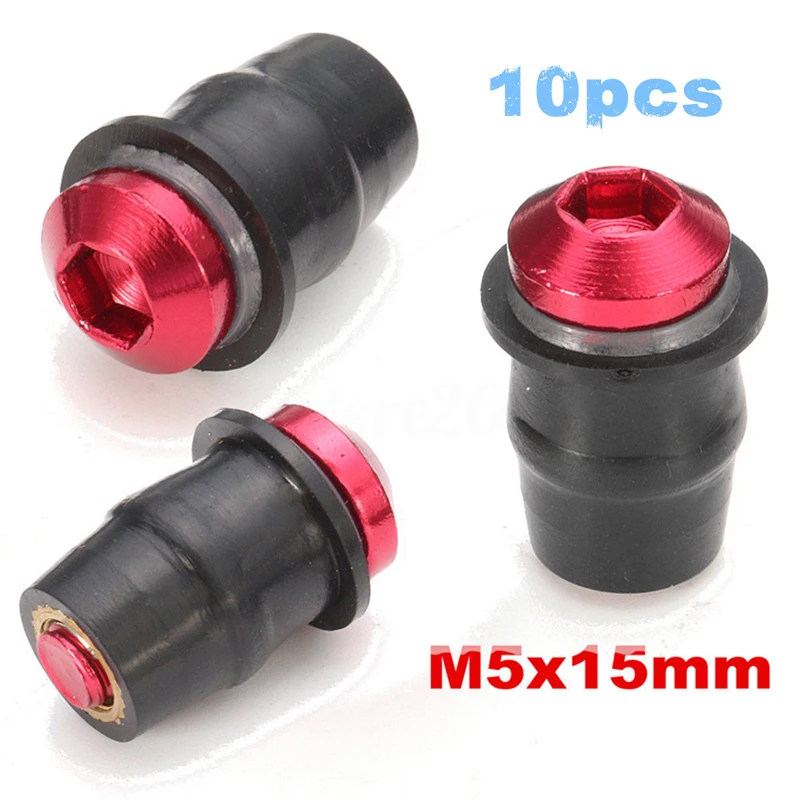 Rose Red 10 шт. M5X15mm алюминиевый Мотоцикл ветрового стекла обтекатель хорошо болт с гайкой винт высокого качества аксессуары часть подходит для автомобилей - Название цвета: Rose Red