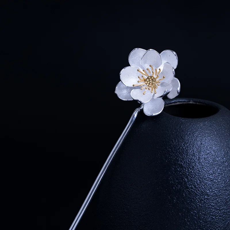 

925 Sterling Silver Hair Sticks for Women Lotus Flower Traditional Chinese Hair Accessories Luxury Jewelry Gift for Girlfriend