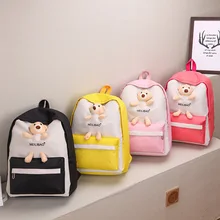 

Children's Backpack 2021 New Cartoon Bear Hit Color Primary School Bag Small Backpack Cute Zipper Purse Backpack