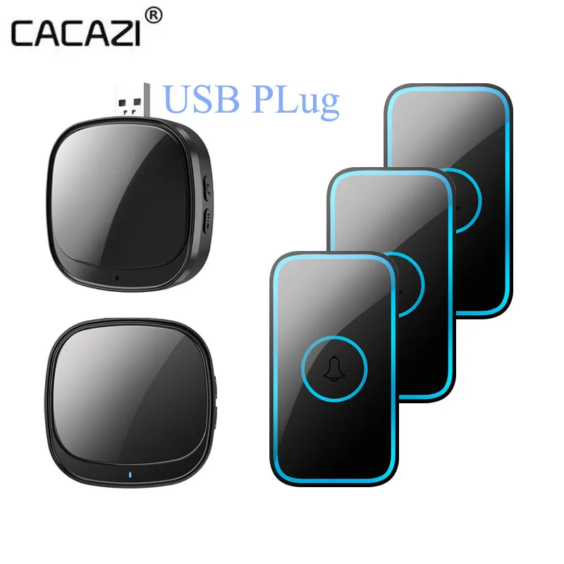 Беспроводной водонепроницаемый дверной звонок CACAZI USB диапазон 300 м умный
