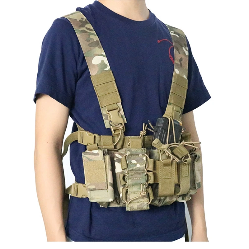 Tactical Harness Radio Chest Front Pack Bag Holster Vest Rig For Portable Radio 