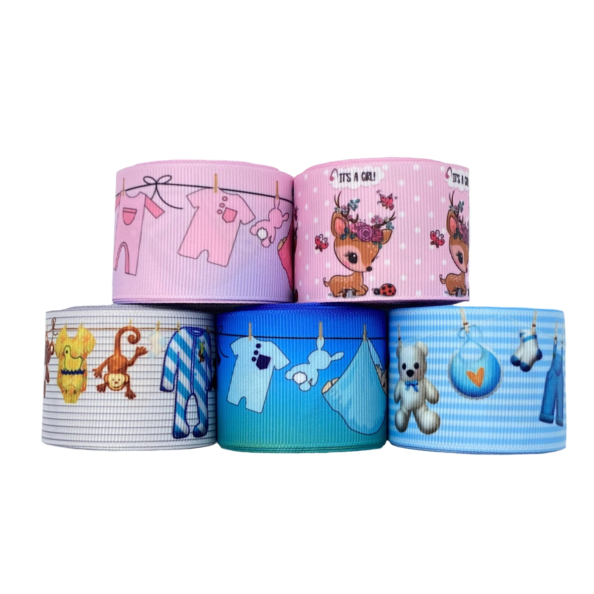 

38mm Baby Shower Ribbon It's A Girl/Boy Printed Grosgrain Ribbon For Gift Wrapping Christening Baptism Decoration