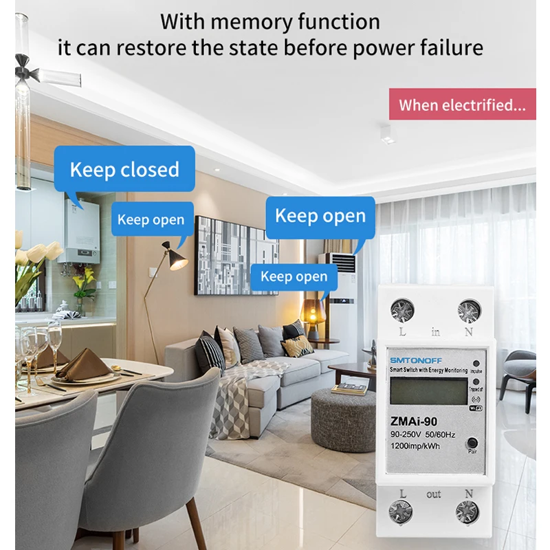 WiFi Smart Life app 5 (60) однофазный din рейку смарт переключатель с контролем энергии