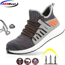 DEWBEST г., новая Рабочая защитная обувь модные кроссовки ультра-светильник, не разбивающиеся промышленные рабочие ботинки со стальным носком
