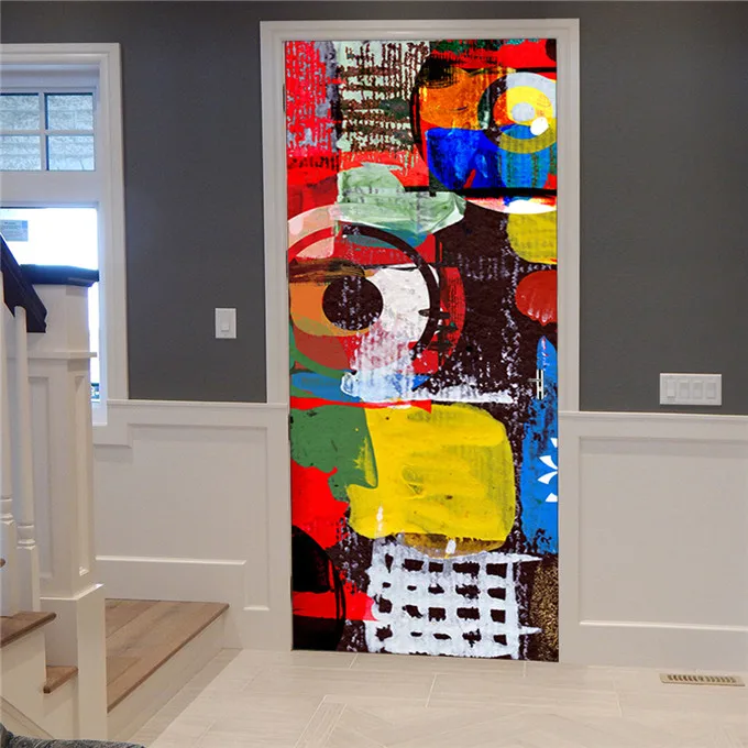 Европейский мозаичный художественный креативный дверной стикер DIY ПВХ самоклеющийся водонепроницаемый на дверь украшение дома обновленные плакаты плитка - Цвет: MT097