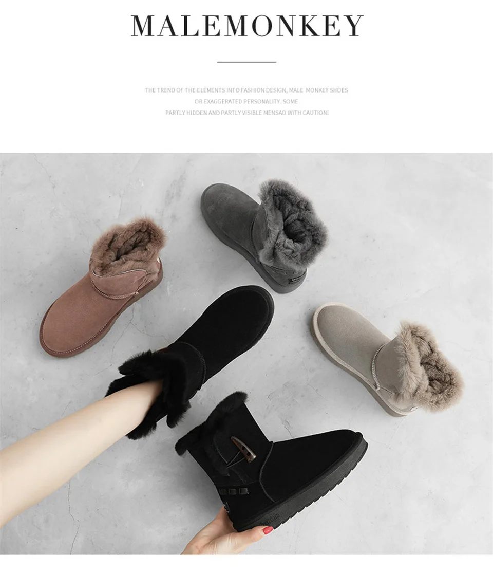 Malemonkey/ г., Size35-40 Зимние Модные женские ботинки теплые и утолщенные женские зимние ботинки классические женские ботинки