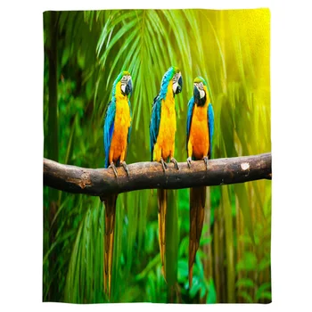 

Parrot Tree Wildlife Printed Flannel Blanket Soft Throw Blanket Machine Washable Blankets for Beds Customizable