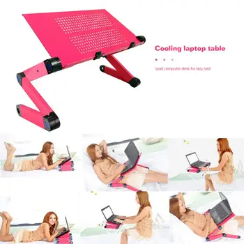 

Adjustable Laptop Table Stand Folding Notebook Desk Stand Aluminum Notebook Desk Tablet With Dual Cooling Fan For Sofa Bed