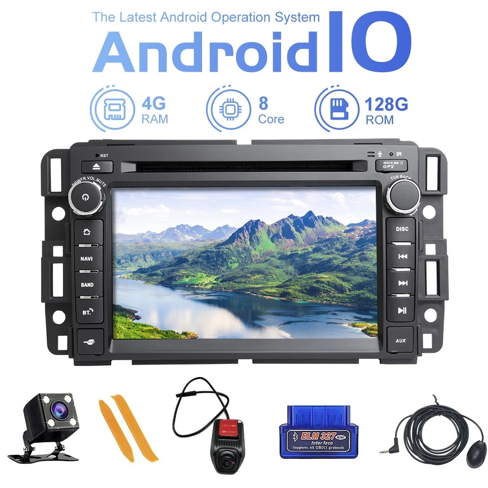 Автомобильный мультимедийный плеер 8 ядер 4 Гб + 128 ГБ 2 Din GPS для Chevrolet GMC Hummer Yukon Denali