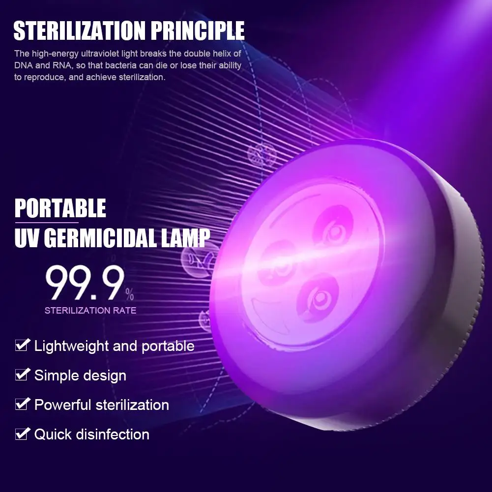 Portable UV Disinfection Sterilization Lamp 365nm UVC bulb for Home Kitchen