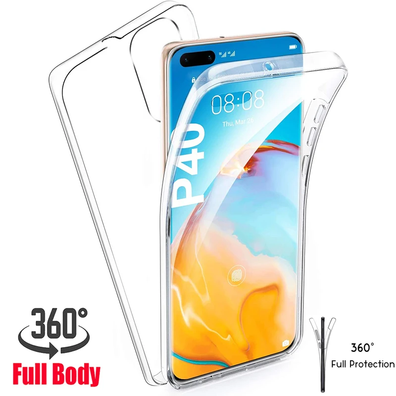 Мягкий чехол из ТПУ с полным покрытием 360 градусов для Huawei P20 P30 P40 Honor Mate 10 20 Pro Lite Y5P